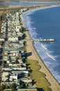 Aerial view of Old Orchard Beach downtown, pier, new hotel and amusement park on Maine Coastline south of Portland Royalty Free Stock Photo