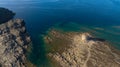 Aerial view of old prison. La Pelosa Beach, Sardinia, Italy. Royalty Free Stock Photo