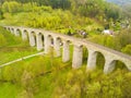 Aerial view of old railway stone viaduct Royalty Free Stock Photo