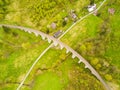 Aerial view of old railway stone viaduct Royalty Free Stock Photo