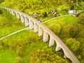 Aerial view of old railway stone viaduct Royalty Free Stock Photo