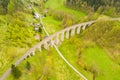 Aerial view of old railway stone viaduct Royalty Free Stock Photo