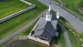 Aerial View of Old Restored Barns on a Spring Day Royalty Free Stock Photo