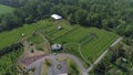 Aerial View of Old Restored Barns on a Spring Day Royalty Free Stock Photo