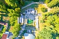 Aerial view of old Roman thermal springs ruins in town of Varazdinske Toplice