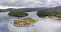 Aerial view of the old ruined Castle Tioram in the Highlands of Scotland Royalty Free Stock Photo