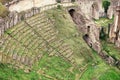 view of the old ruins of an ancient Roman amphitheater in Volterra, Italy Royalty Free Stock Photo