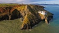 Aerial view. Wicklow Head lighthouse. county Wicklow. Ireland Royalty Free Stock Photo