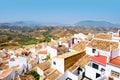 Aerial view of old touristic town Olvera, Spain surrounded by mountains Royalty Free Stock Photo