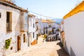 Aerial view of old touristic town Olvera, Spain surrounded by mountains Royalty Free Stock Photo