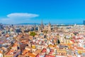 Aerial view of the old town Barcelona with tower of the cathedral, Spain Royalty Free Stock Photo