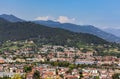 Aerial view of the old town Bergamo in northern Italy Royalty Free Stock Photo