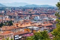 Aerial view of the old town Bergamo in northern Italy. Bergamo is a city in the alpine Lombardy region Royalty Free Stock Photo