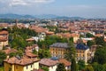 Aerial view of the old town Bergamo in northern Italy. Bergamo is a city in the alpine Lombardy region Royalty Free Stock Photo