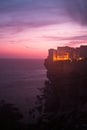 Aerial view of the Old Town of Bonifacio, the limestone cliff