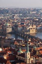 Aerial view of old town with Charles Bridge in Prague. Czech Republic Royalty Free Stock Photo