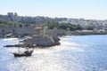 Aerial view old town citadel and new town part of Rhodes, Dodecanese Royalty Free Stock Photo