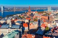 Aerial view of Old Town and Daugava, Riga, Latvia Royalty Free Stock Photo