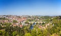 Aerial view of the old town Fribourg and the natual surroundings