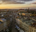 Aerial view of Old Town (Grodzka street) in Krakow Royalty Free Stock Photo