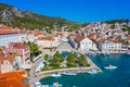 Aerial view of the old town of Hvar, Croatia