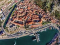 Aerial view of the old town of Kotor, Montenegro Royalty Free Stock Photo