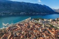 Aerial view of the old town of Kotor, Montenegro Royalty Free Stock Photo