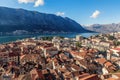 Aerial view of the old town of Kotor, Montenegro Royalty Free Stock Photo