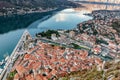 Aerial view of the old town of Kotor, Montenegro Royalty Free Stock Photo