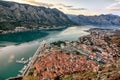 Aerial view of the old town of Kotor, Montenegro Royalty Free Stock Photo