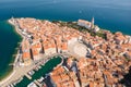 Aerial view of old town Piran, Slovenia, Europe. Summer vacations tourism concept background. Royalty Free Stock Photo