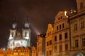 Aerial view of Old Town and Prague Castle at sunset in Prague, Czech Republic Prague bridges at dusk, shot from a bird`s eye view Royalty Free Stock Photo