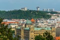 Aerial view of the old town of Prague, with Ministery Of Industry And Trade Building , one awesome looking building that is one of