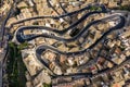 Aerial view of the old town of Ragusa and a winding road. Sicily Island Italy Royalty Free Stock Photo