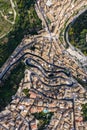 Aerial view of the old town of Ragusa and a winding road. Sicily Island Italy Royalty Free Stock Photo