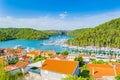 Aerial view of old town of Skradin in Croatia Royalty Free Stock Photo
