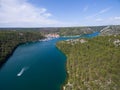 Aerial view of old town Skradin at the Krka river, Croatia Royalty Free Stock Photo