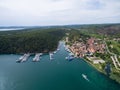 Aerial view of old town Skradin at the Krka river, Croatia Royalty Free Stock Photo