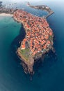 Aerial view of the old town of Sozopol in Bulgaria Royalty Free Stock Photo