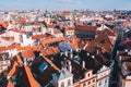 Aerial view of the Old Town Square and the facades of of medieval houses.