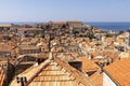 Aerial view of Old Town (Stari Grad) from medieval City Walls by Adriatic Sea, Dubrovnik, Croatia Royalty Free Stock Photo