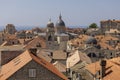 Aerial view of Old Town (Stari Grad) from medieval Old City Walls by Adriatic Sea, Dubrovnik, Croatia Royalty Free Stock Photo