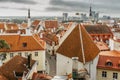 Aerial view of Old Town in Tallinn with red roofs,Estonia.Medieval city in the Baltics.Beautiful European cityscape.Summer scenic Royalty Free Stock Photo