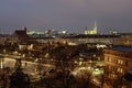 Aerial view of old town in Vienna at dawn