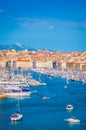 Aerial view of  old Vieux port and coast in Marseille, France Royalty Free Stock Photo