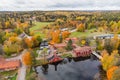 Aerial view of old village Ruotsinpyhtaa at autumn, Finland Royalty Free Stock Photo