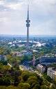 Aerial view of Olympiapark in Munich, the capital and most populous city of Bavaria Royalty Free Stock Photo