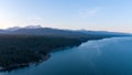 Aerial view of the Olympic Mountains and the Puget Sound at sunset from Potlatch, Washington in March 2023 Royalty Free Stock Photo