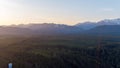 Aerial view of the Olympic Mountains at sunset from Potlatch, Washington in March 2023 Royalty Free Stock Photo