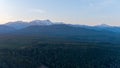 Aerial view of the Olympic Mountains at sunset from Potlatch, Washington in March 2023 Royalty Free Stock Photo